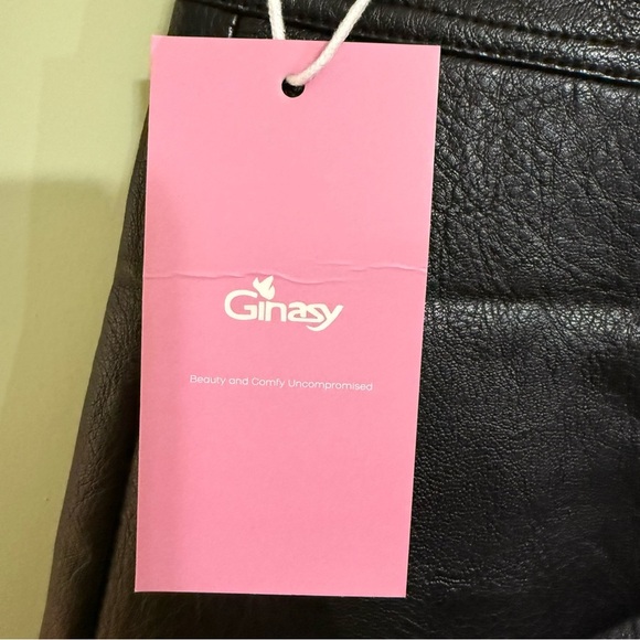 NWT Ginasy faux leather mini skirt wrap , high waisted, A line - Picture 12 of 12